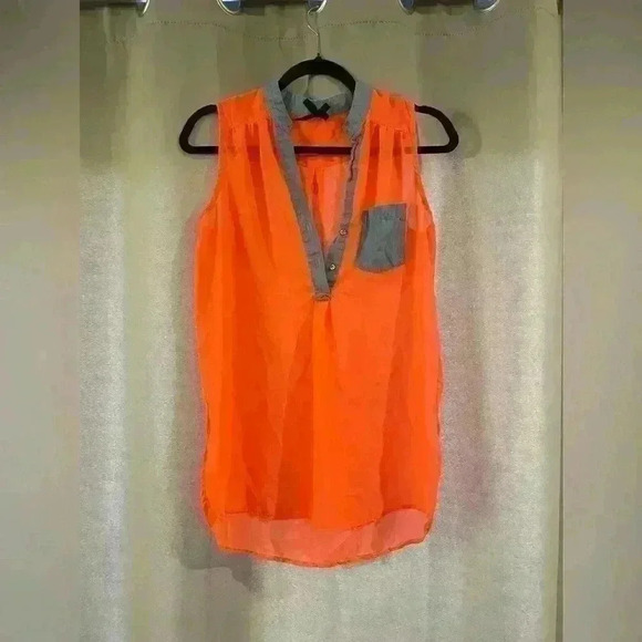 Women’s Orange See Through Top - Picture 1 of 4